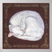 Poster de l'art du chat blanc "Sleeping Treasure" (Devant)