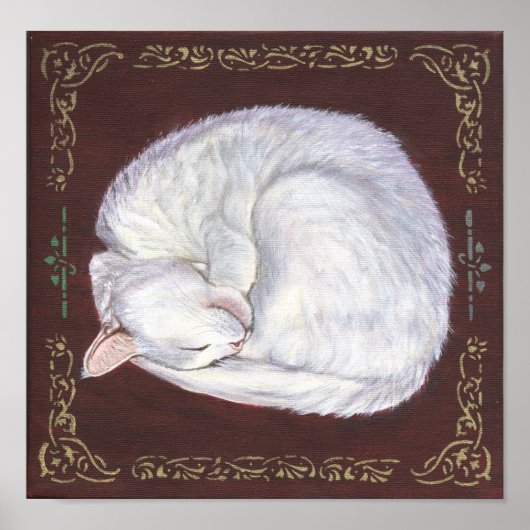 Poster de l'art du chat blanc "Sleeping Treasure" (Devant)