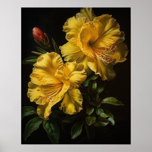 Poster de l'Art Jaune Azalea Fleurs (Devant)