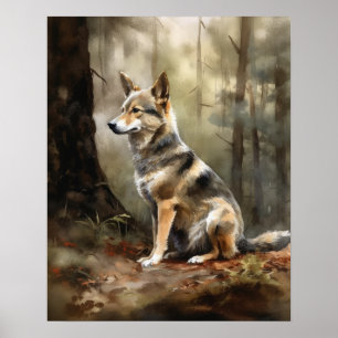 Poster de l'art suédois Vallhund Dog