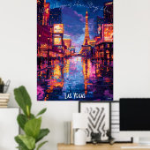 Poster de Las Vegas City Skyline - Iconic Neon Art (Bureau à domicile)