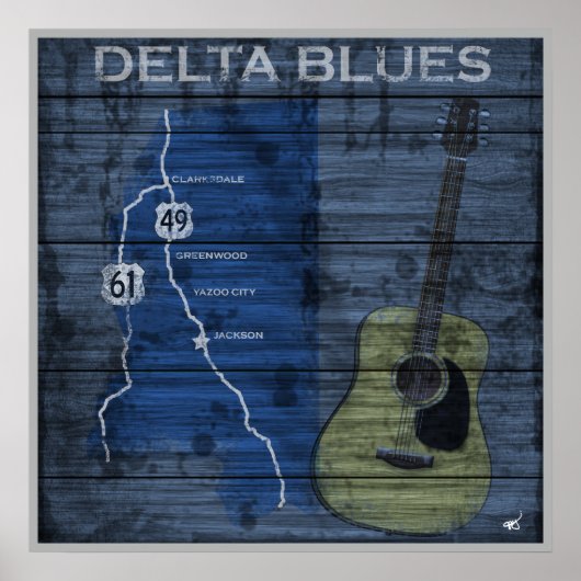 Poster de l'autoroute Delta Blues Grunge Blues (Devant)
