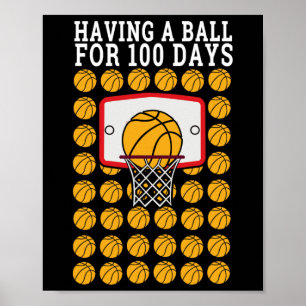 Poster De l'école 100e jour 100 Ball Sports Basketball