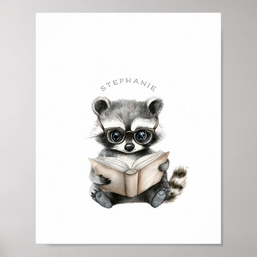 Poster de lecture Cute Raccoon Print (Devant)