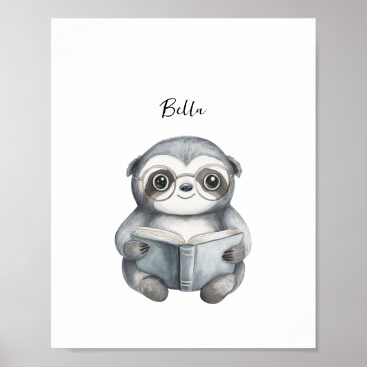 Poster de lecture mignonne Sloth Imprimer (Devant)