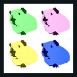 Poster de l'effet pop art cochon<br><div class="desc">Quatre de Hector le cobaye,  tous dans des couleurs différentes !</div>