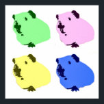 Poster de l'effet pop art cochon<br><div class="desc">Quatre de Hector le cobaye,  tous dans des couleurs différentes !</div>