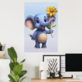 Poster de l'éléphant de dessin d'Imaginaire (Bureau à domicile)
