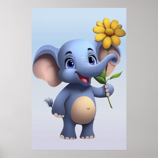 Poster de l'éléphant de dessin d'Imaginaire (Devant)
