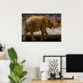Poster de l'éléphant de la Jungle tenant des fleur (Bureau à domicile)