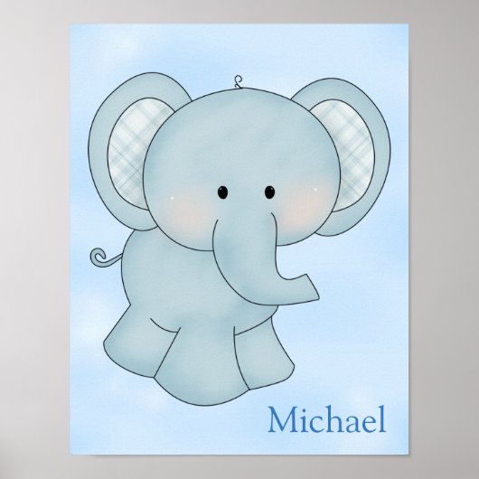 Poster de l'enfant Cute Blue Elephant (Devant)