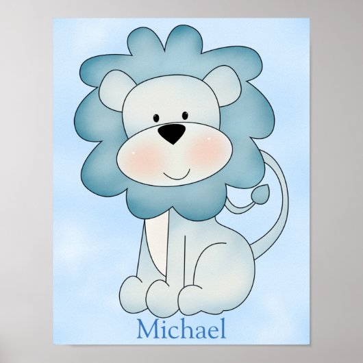 Poster de l'enfant Cute Blue Lion (Devant)