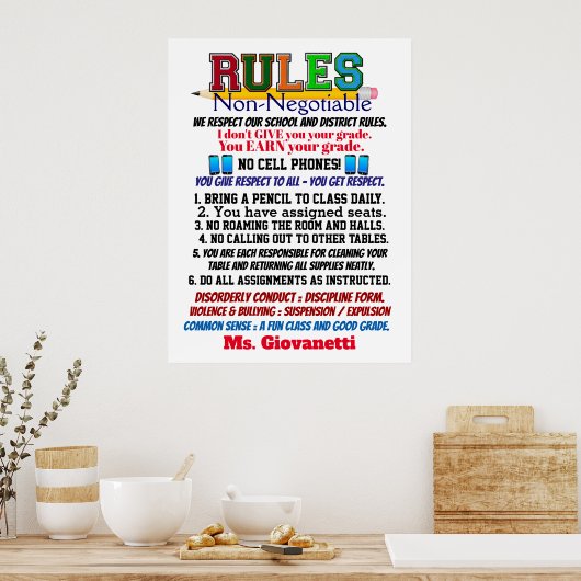 Poster de l'enseignant de la nouvelle version (Cuisine)