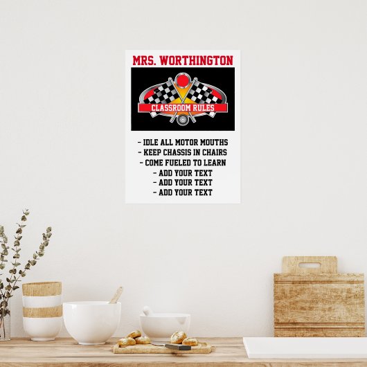 Poster de l'enseignant Règles de la classe Auto Ra (Cuisine)