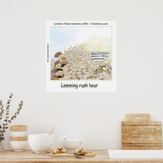 Poster de l'heure de pointe de Lemmings amusant (Cuisine)