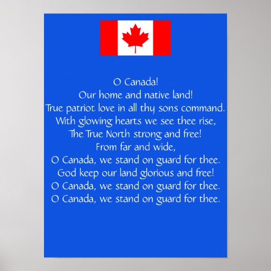 Poster de l'hymne national O Canada (Devant)