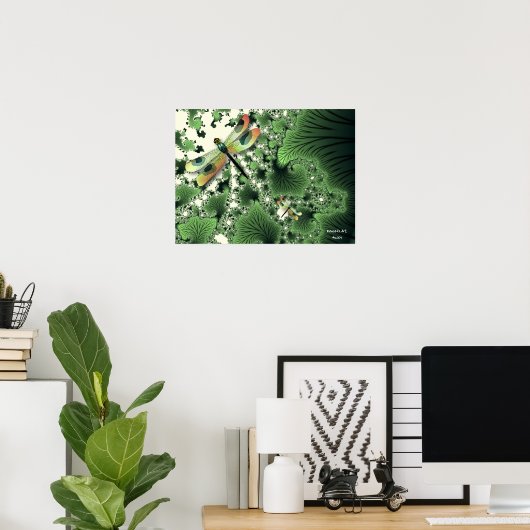 Poster de libellules (vert) (Bureau à domicile)