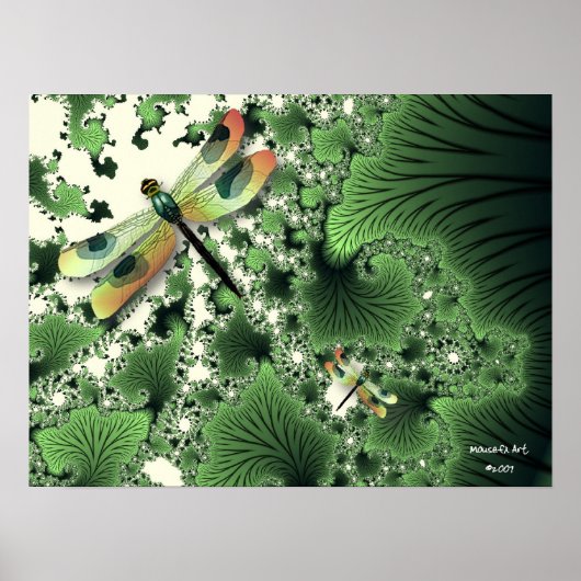 Poster de libellules (vert) (Devant)