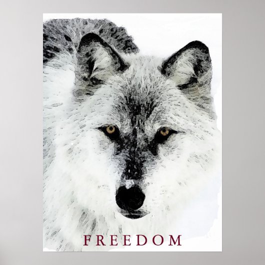 Poster de liberté motivée du loup gris Imprimer (Devant)