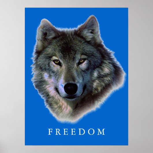 Poster de liberté motivée du loup gris Imprimer (Devant)