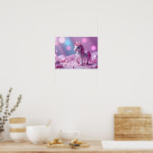 Poster de licorne rose et de fille (Cuisine)