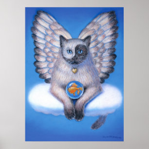 Poster de l'Imaginaire Art Yin Yang Cat Zen Bouddh