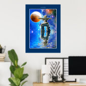 Poster de l'Imaginaire Inukshuk & Galaxy Moon (Bureau à domicile)