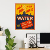 Poster de l'industrie de la guerre Eau Vintage 194 (Bureau à domicile)