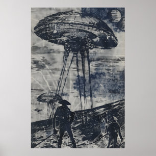 Poster de l'Invasion Alien de la guerre vintage du