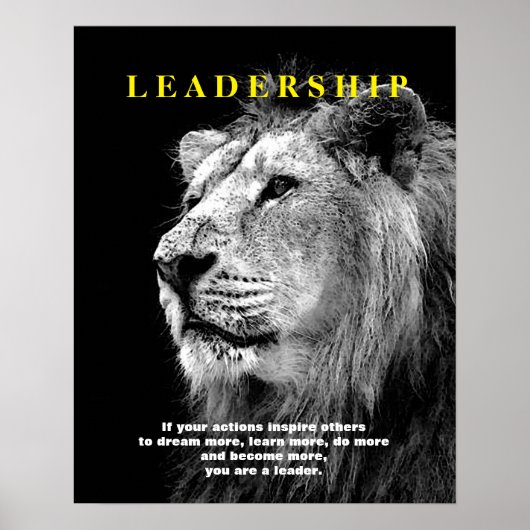 Poster de Lion Black White Motivation Leadership (Devant)