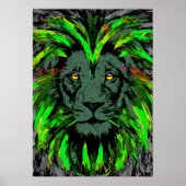 Poster de Lion Head Art | Poster du lion vert (Devant)