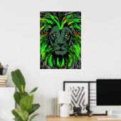Poster de Lion Head Art | Poster du lion vert (Bureau à domicile)