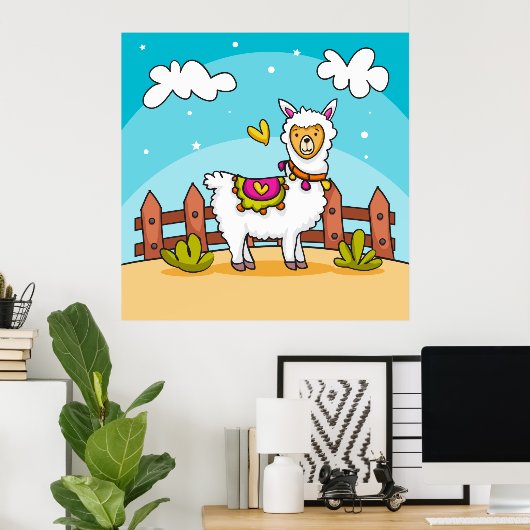 Poster de Llama Coloré (Bureau à domicile)