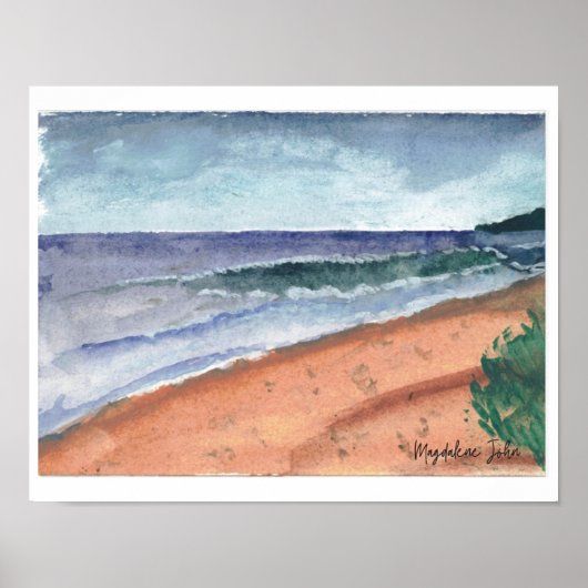 Poster de l'onde d'aquarelle (Devant)