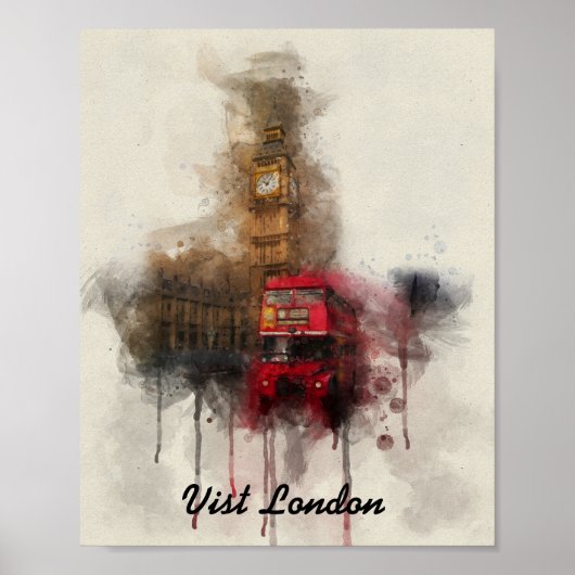Poster de Londres Big ben et de bus rouge (Devant)