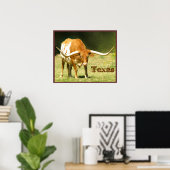 Poster de Longhorn Cattle Texas (Bureau à domicile)