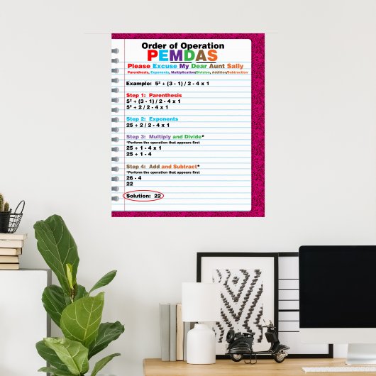 Poster de l'Ordre des opérations du PEMDAS (Bureau à domicile)