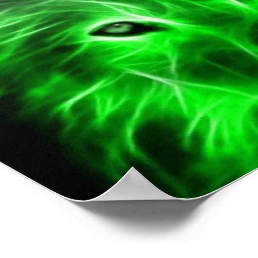 poster de loup vert cool (Coin)