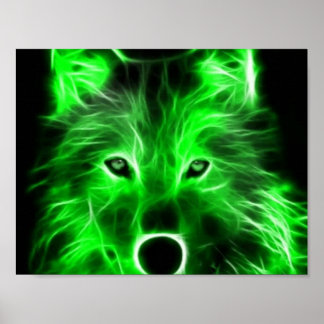 poster de loup vert cool