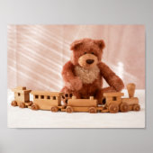 Poster de l'ours peluche et du train de jouets (Devant)