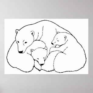 Poster de l'ours polaire avec des oursons Imprimer
