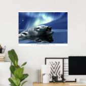 Poster de l'Ours Polaire de natation et Aurora Imp (Bureau à domicile)
