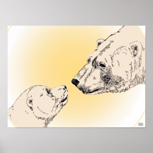 Poster de l'ours polaire et de l'ourson Faune Déco (Devant)