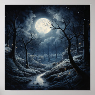 Poster de lune à ciel nocturne - Magnifique mine d