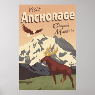 Poster de l'Vintage voyage du Mont Anchorage Chuga