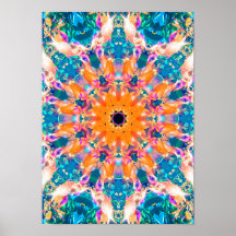 Poster de Mandala de rêve psychédélique coloré