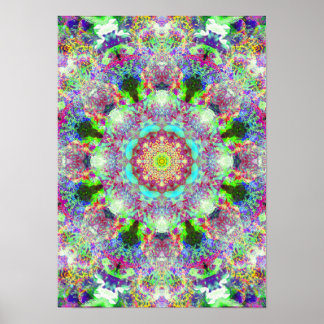 Poster de Mandala de rêve psychédélique coloré