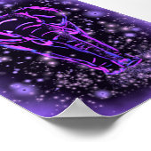 Poster de marche éléphant violet rose étoile nuit (Coin)