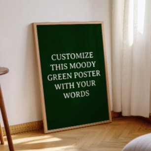 Poster de mariage personnalisé vert foncé Moody Un