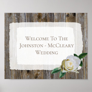 Poster de Mariage Rose en bois rustique personnali